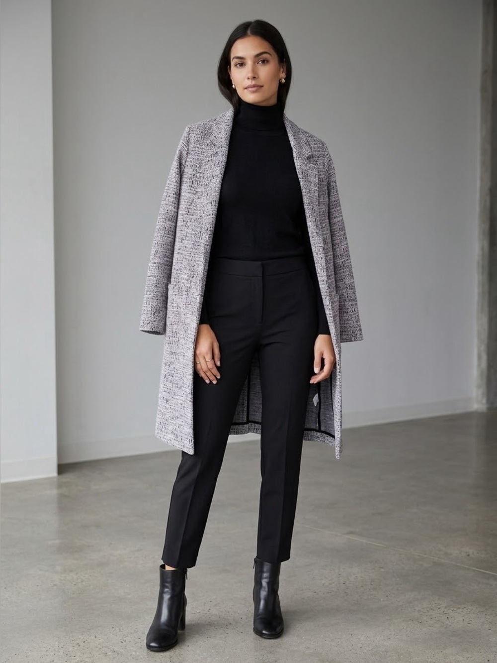 Ricki's Lavender-Gray Tweed Open-Front Long Blazer